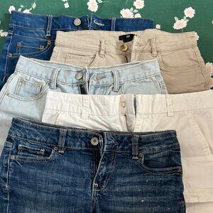 Summer Short Shorts Light Wash Tan White Denim High Waist BUNDLE LOT 5 GOOD